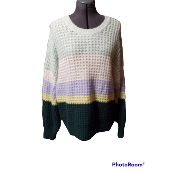 Universal Thread Sweaters - Universal Thread cable knit striped sweater, block coloring, XXL